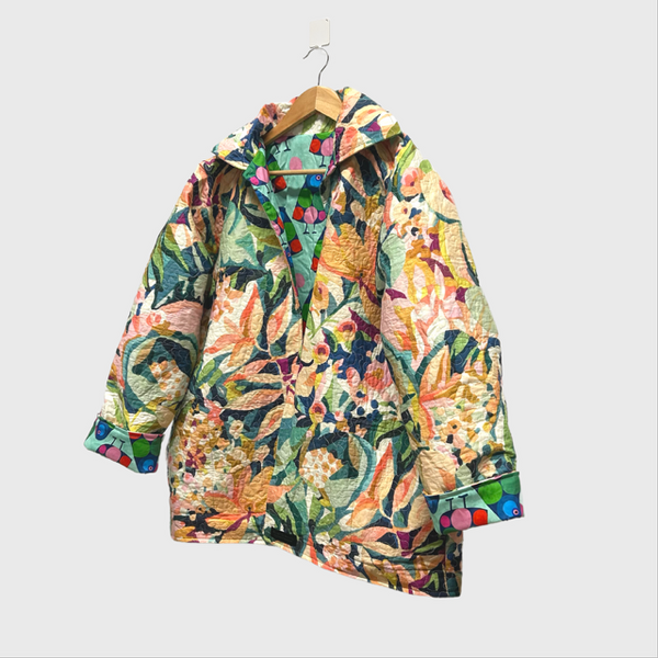 Reversible Quilted Jacket - Pastel Garden and Peabody Birds