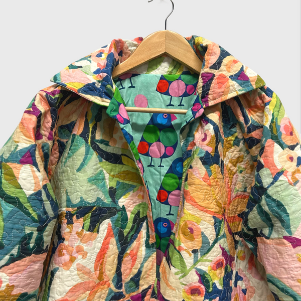 Reversible Quilted Jacket - Pastel Garden and Peabody Birds