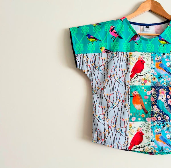 Short sleeve No waste - Mixed Birds top (S)