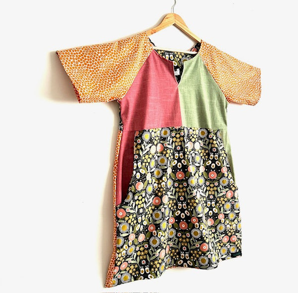 Everyday No Waste Dress - Flowers and Peach (L)