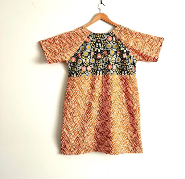 Everyday No Waste Dress - Flowers and Peach (L)