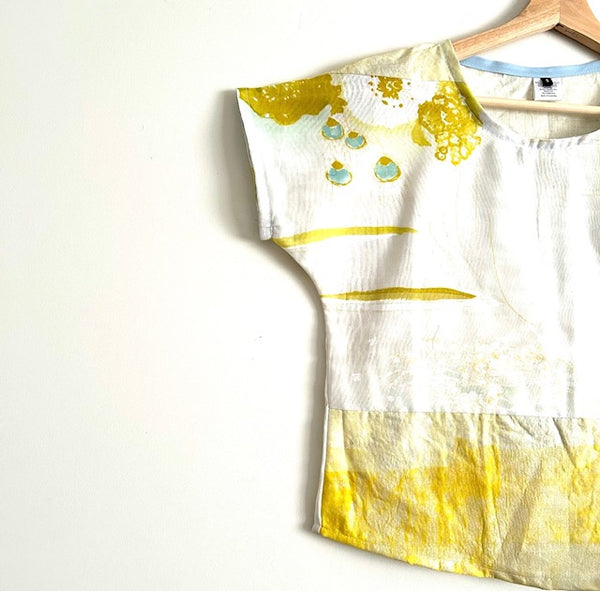 Short sleeve No waste - Nani Iro Double Gauze Yellow top (S)