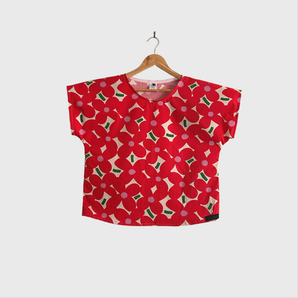 Short sleeve - Red Flowers top (Multi size)