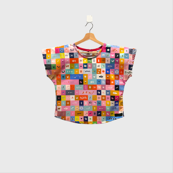 Short sleeve - Ruby Star Society Selvedge magic Icons top (Multi size)