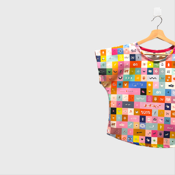 Short sleeve - Ruby Star Society Selvedge magic Icons top (Multi size)