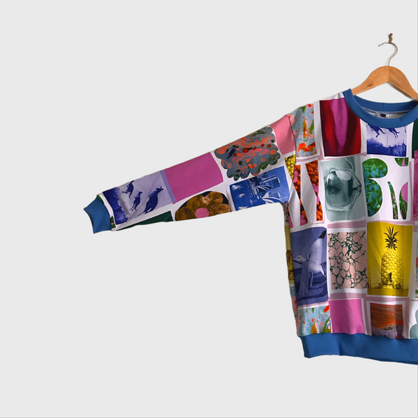 Long Sleeve top - DOOPS Wander with Blue Ribbing