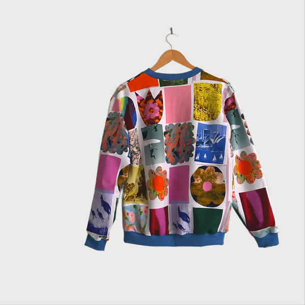 Long Sleeve top - DOOPS Wander with Blue Ribbing
