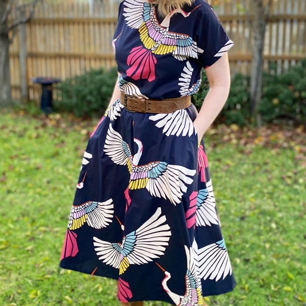 Mid length Skirt - Marabou Mosaic in Navy (S)