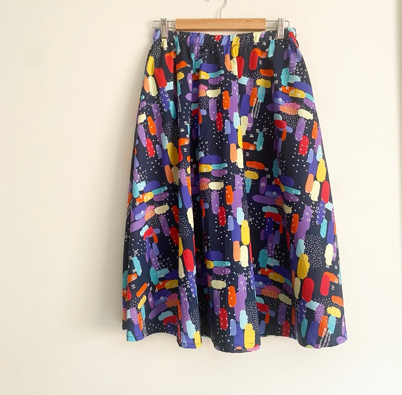 Mid length Skirt - Rainbow Clouds (S)