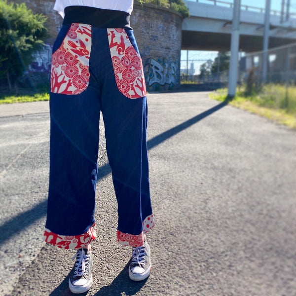Custom Denim Pants with Pockets and Cuffs